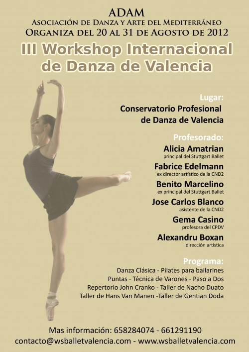 El III Workshop Internacional de Danza de Valencia se realiza desde desde el 20 al 31 de agosto.