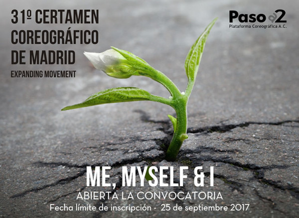 Afiche promocional del 31º Certamen Coreográfico de Madrid organizado por Paso a 2, destinado a creadores españoles y residentes en España.