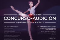 El Concurso-Audición está dirigido a todos los estudiantes de danza clásica, en modalidad individual. Cartel gentileza de WDF.