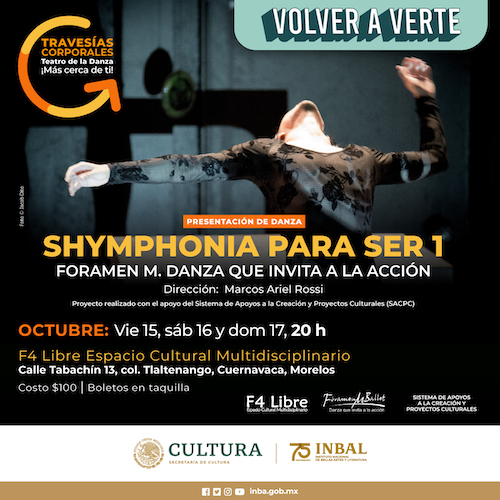 Afiche de la obra creada por la compañía Fóramen M, “Shymphonia para ser 1” que sube a escena en Morelos. Foto gentileza INBAL.